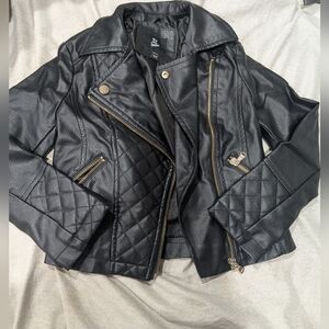 Art Class Black Pleather Jacket with Quilted Design